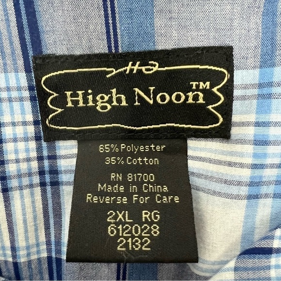 High Noon Men’s Western Cowboy White Pearl Snap Shirt Sz 2XL Multi Color Plaid - Picture 7 of 11